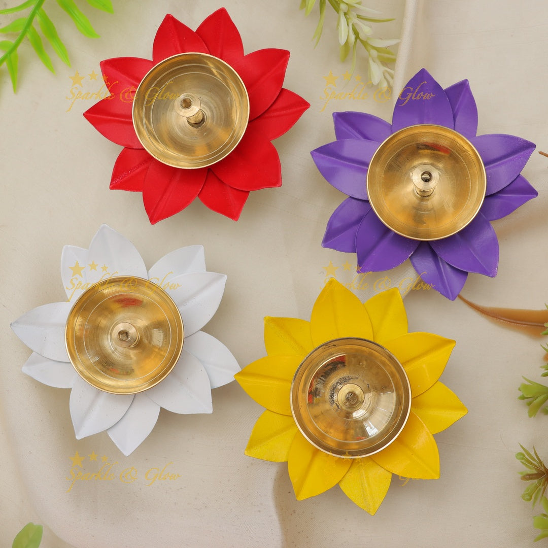 Enchanting Floral Diya Set for Festive Celebrations SET OF 6 Assorted
