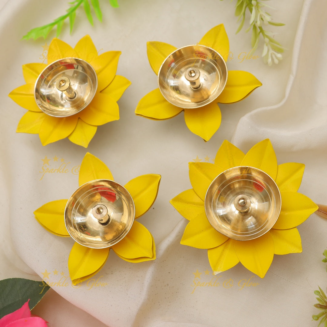 Enchanting Floral Diya Set for Festive Celebrations SET OF 6 Assorted