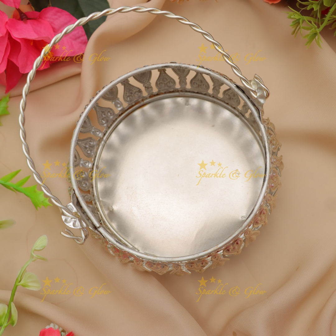 Elegant Silver Festive Basket for Weddings & Gifts