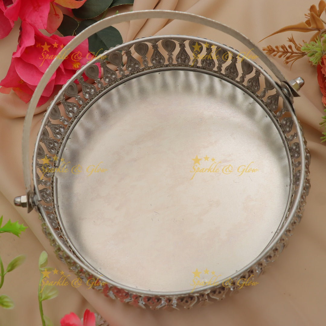 Elegant Silver Festive Basket for Memorable Occasions