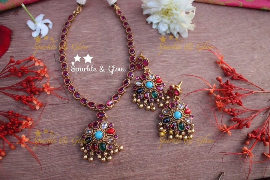 Gold alike kemp adigai - Navarathna - Sparkle and Glow