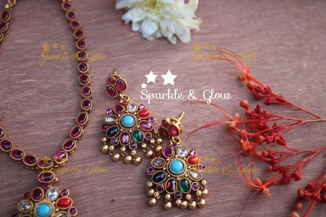 Gold alike kemp adigai - Navarathna - Sparkle and Glow