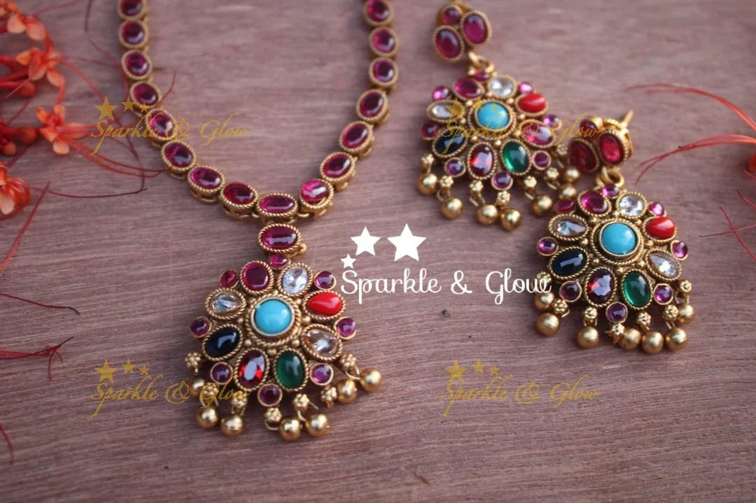 Gold alike kemp adigai - Navarathna - Sparkle and Glow