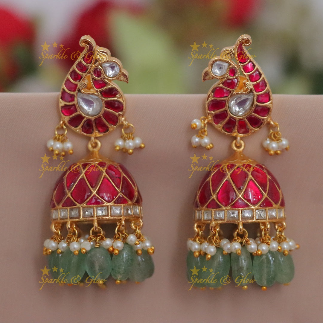 Exquisite Jadau Kundan Peacock Earrings - Sparkle & Glow
