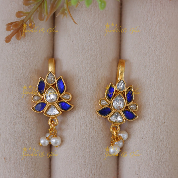 Elegant Kundan Bugadi Earrings with Pearl Drops
