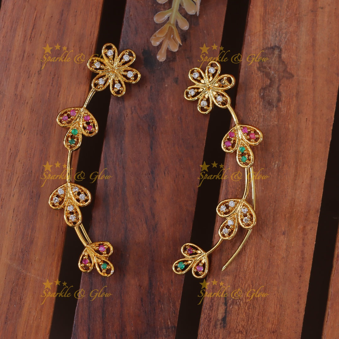 Dazzling Gold Leaf Earcuff for Festive Elegance