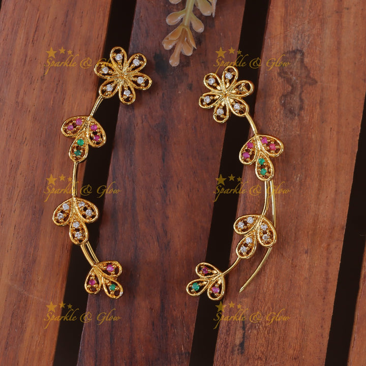 Dazzling Gold Leaf Earcuff for Festive Elegance