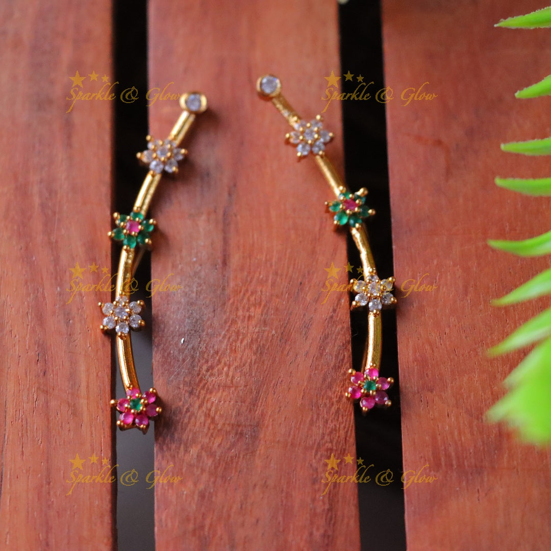 Exquisite Star Floral Earcuff Earrings for Celebrations