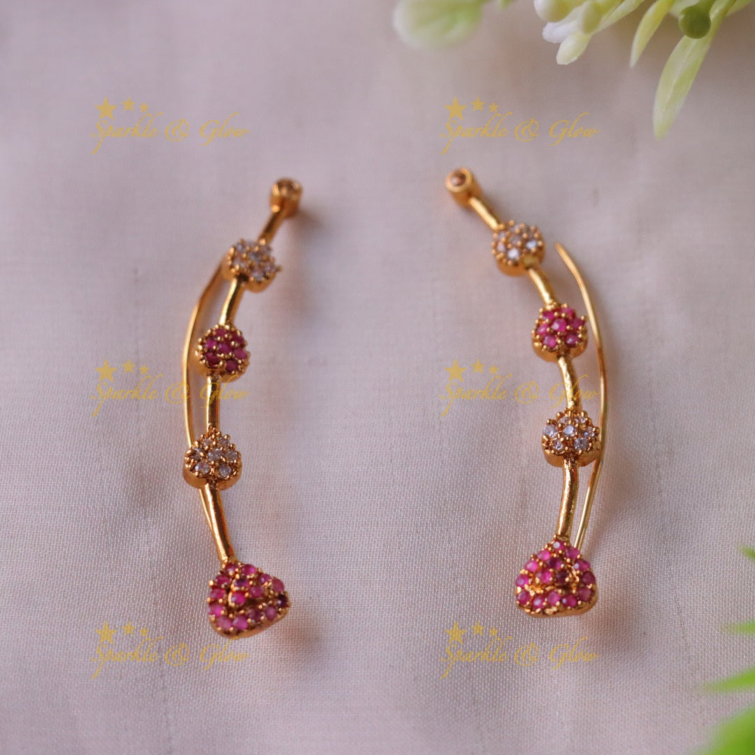 Dazzling Gold-Plated Leaf Design Ear Cuff Earrings
