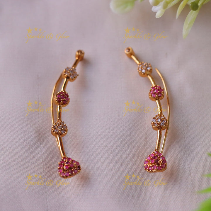 Dazzling Gold-Plated Leaf Design Ear Cuff Earrings