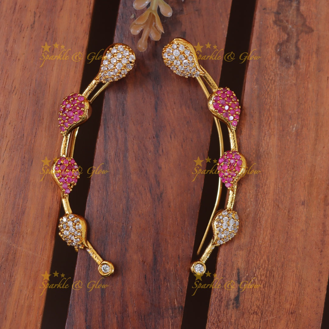 Gold Leaf Earcuff Earrings for Festive Elegance