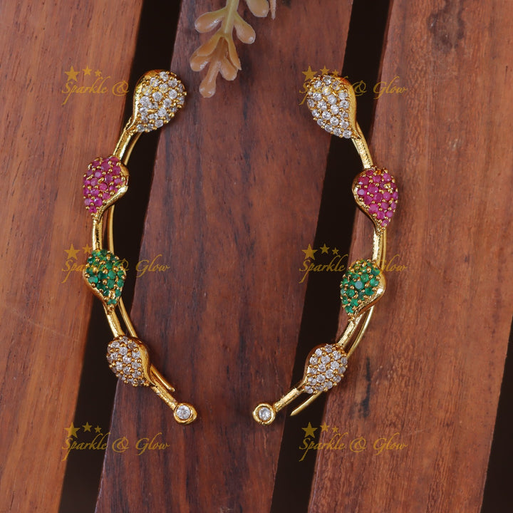 Gold Leaf Earcuff Earrings for Festive Elegance