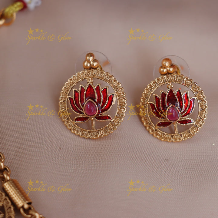 Exquisite Lotus Necklace Set – Premium Imitation Jewellery
