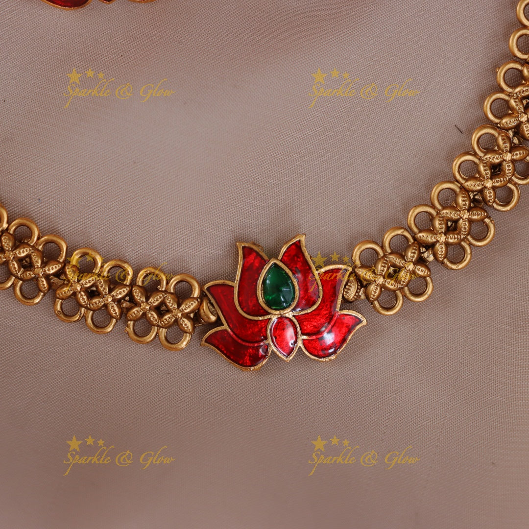 Exquisite Lotus Gold Necklace Set for Weddings