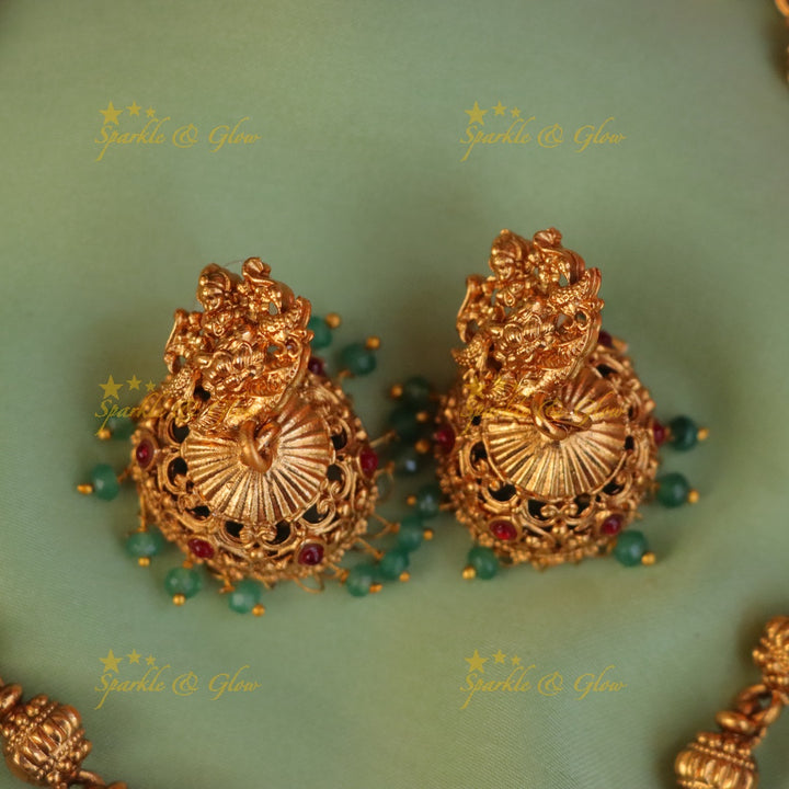 Luxurious Lakshmi Peacock Necklace for Festive Occasions