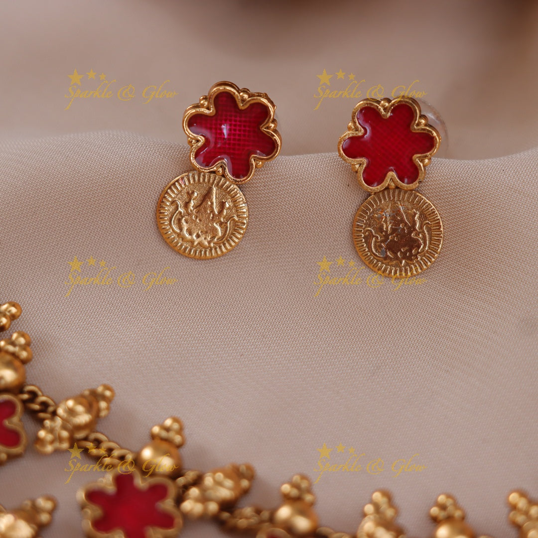 Exquisite Lakshmi Coin Floral Necklace | Premium Jewel