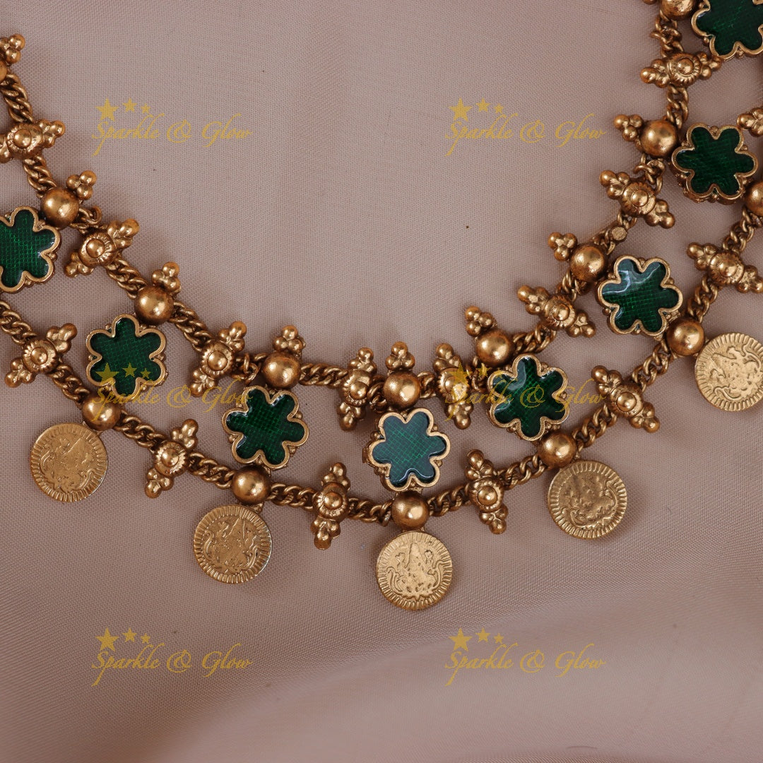 Exquisite Lakshmi Coin Floral Necklace | Premium Jewel