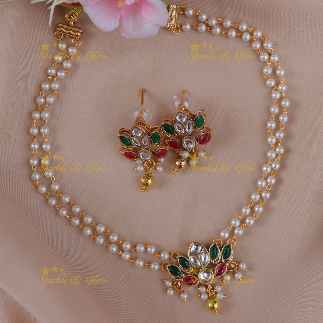 Elegant Pearl Lotus Necklace for Festive Occasions