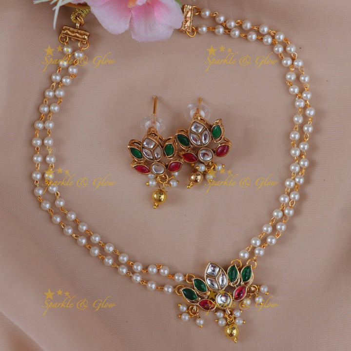 Elegant Pearl Lotus Necklace for Festive Occasions