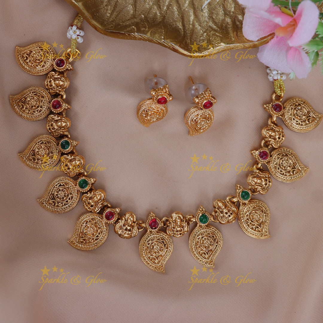 Exquisite Mango Lakshmi Necklace for Festive Elegance