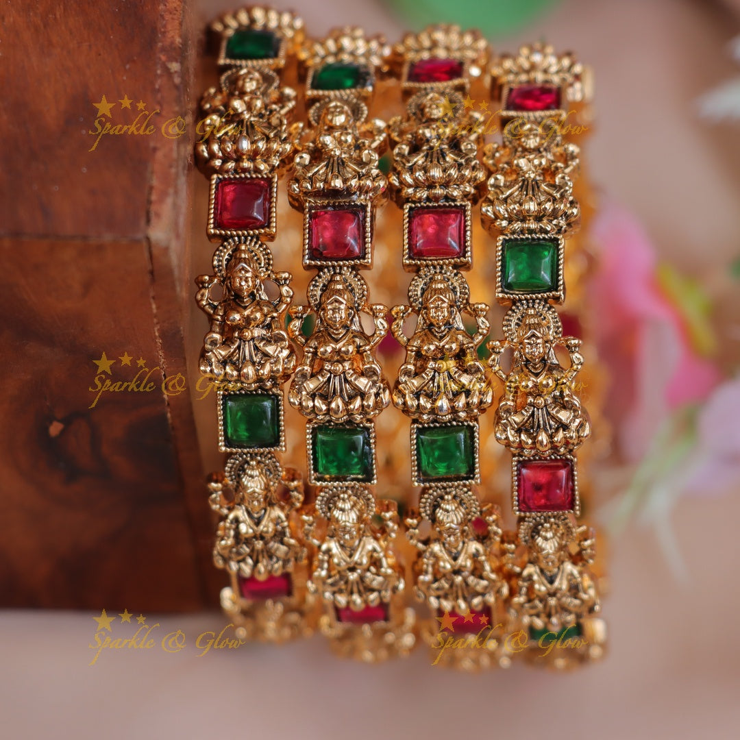 Exquisite Kemp Lakshmi Bangles - Timeless Elegance Set