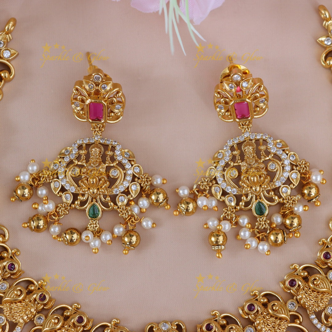 Exquisite Lakshmi Temple Necklace Set - Perfect for Festive Wear