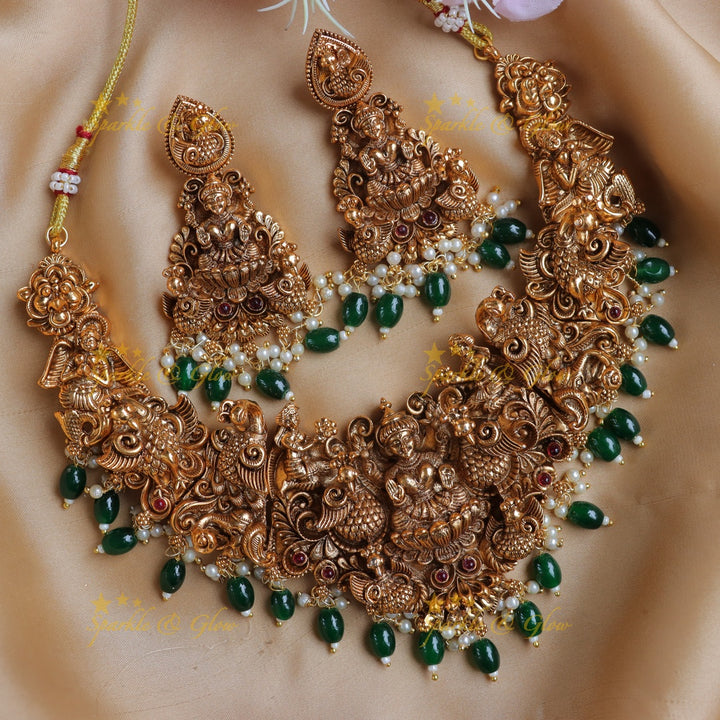 Exquisite Lakshmi Peacock Necklace - Timeless Elegance
