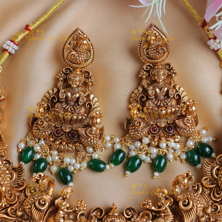 Exquisite Lakshmi Peacock Necklace - Timeless Elegance