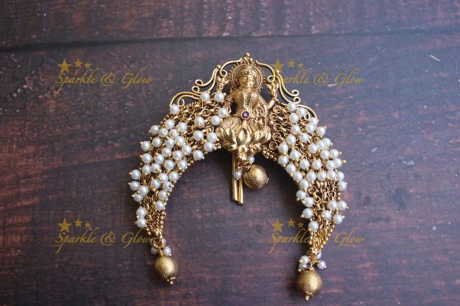 Gold alike pearl cluster hair pin - Sparkle and Glow