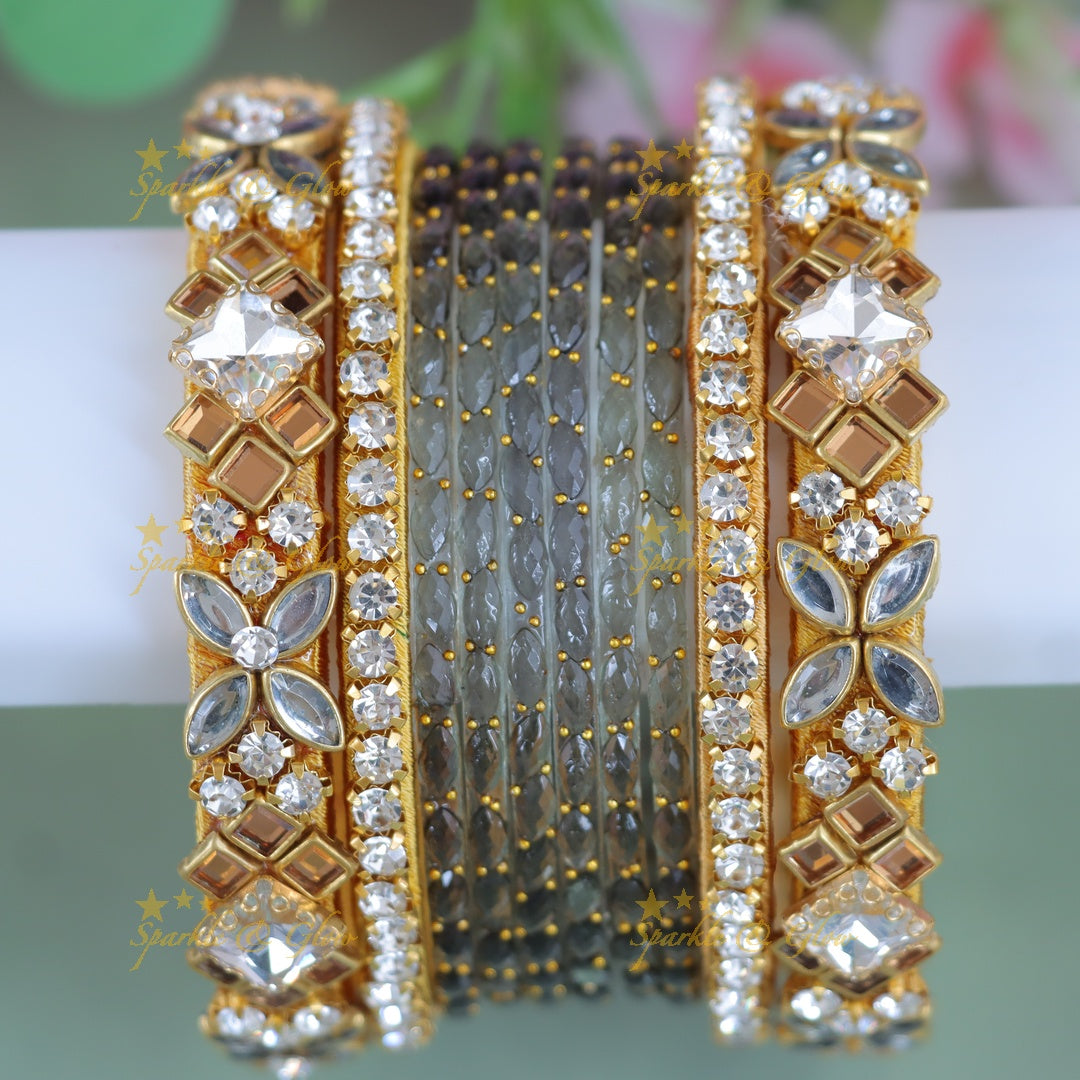 Majestic Gold Kundan Silk Bridal Bangles - New Arrival