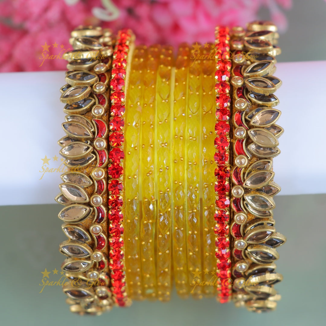 Exquisite Kundan Lotus Bangles - Embrace Tradition