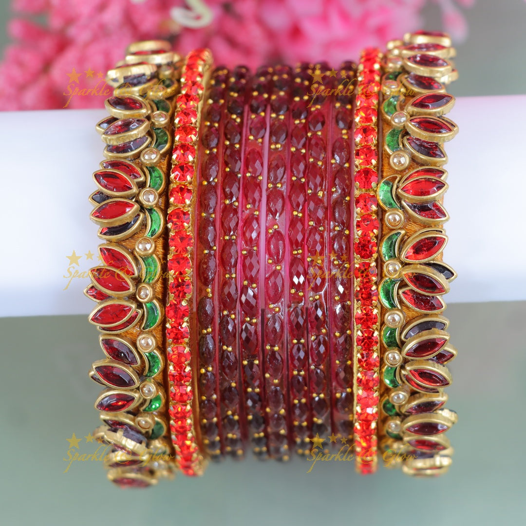Elegant Silk Thread Bangles with Kundan Accents