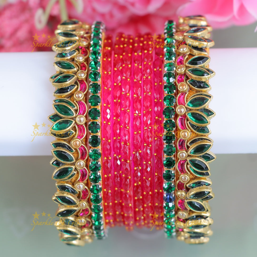 Exquisite Kundan Silk Bangles - Elevate Festive Glamour
