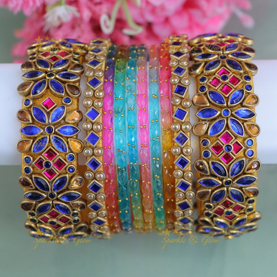 Exquisite Kundan Silk Bangles - Glamorous Festive Choice