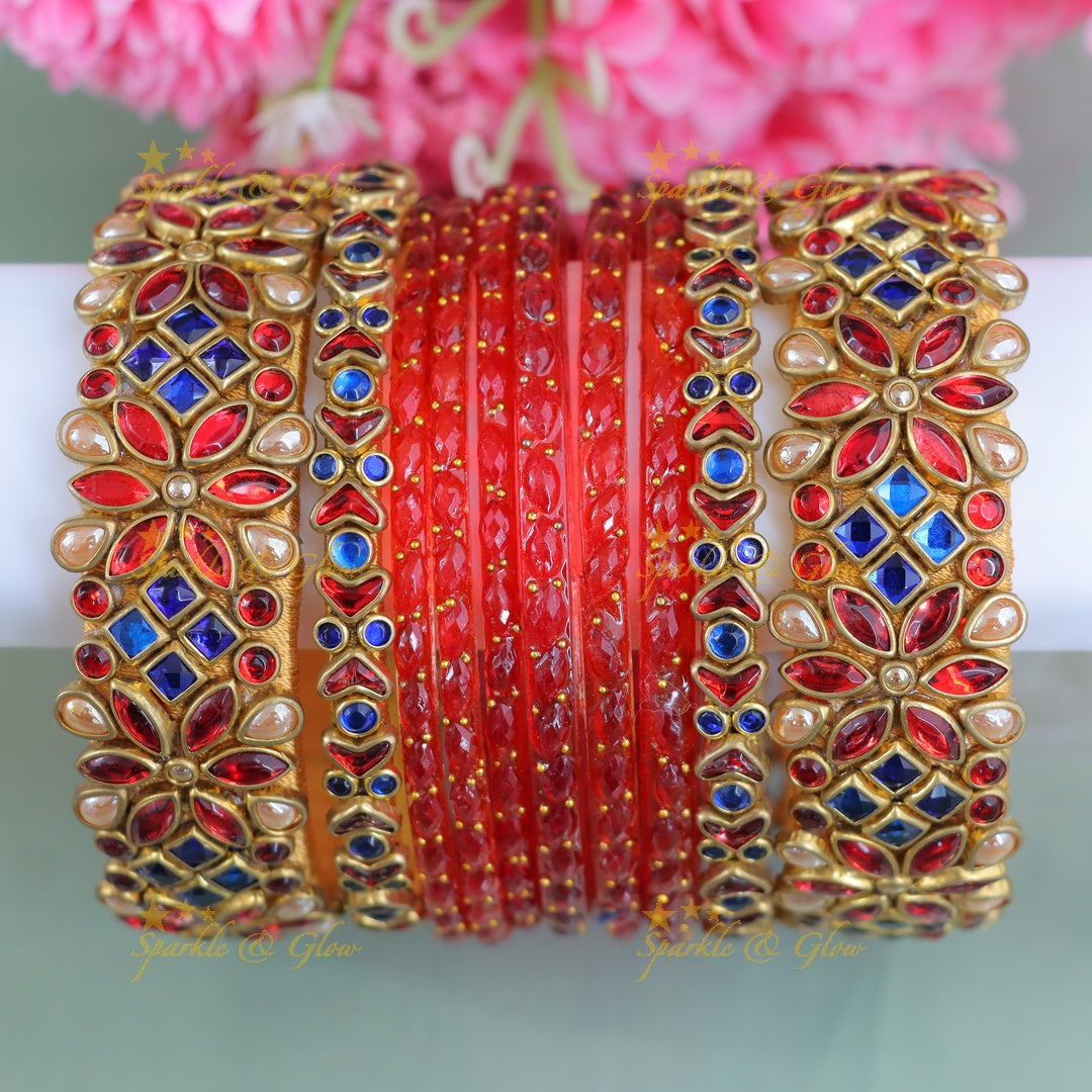 Exquisite Kundan Bangles with Silk Thread Design