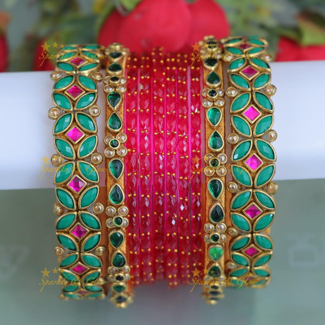Exquisite Kundan Silk Thread Bangles - Festive & Wedding