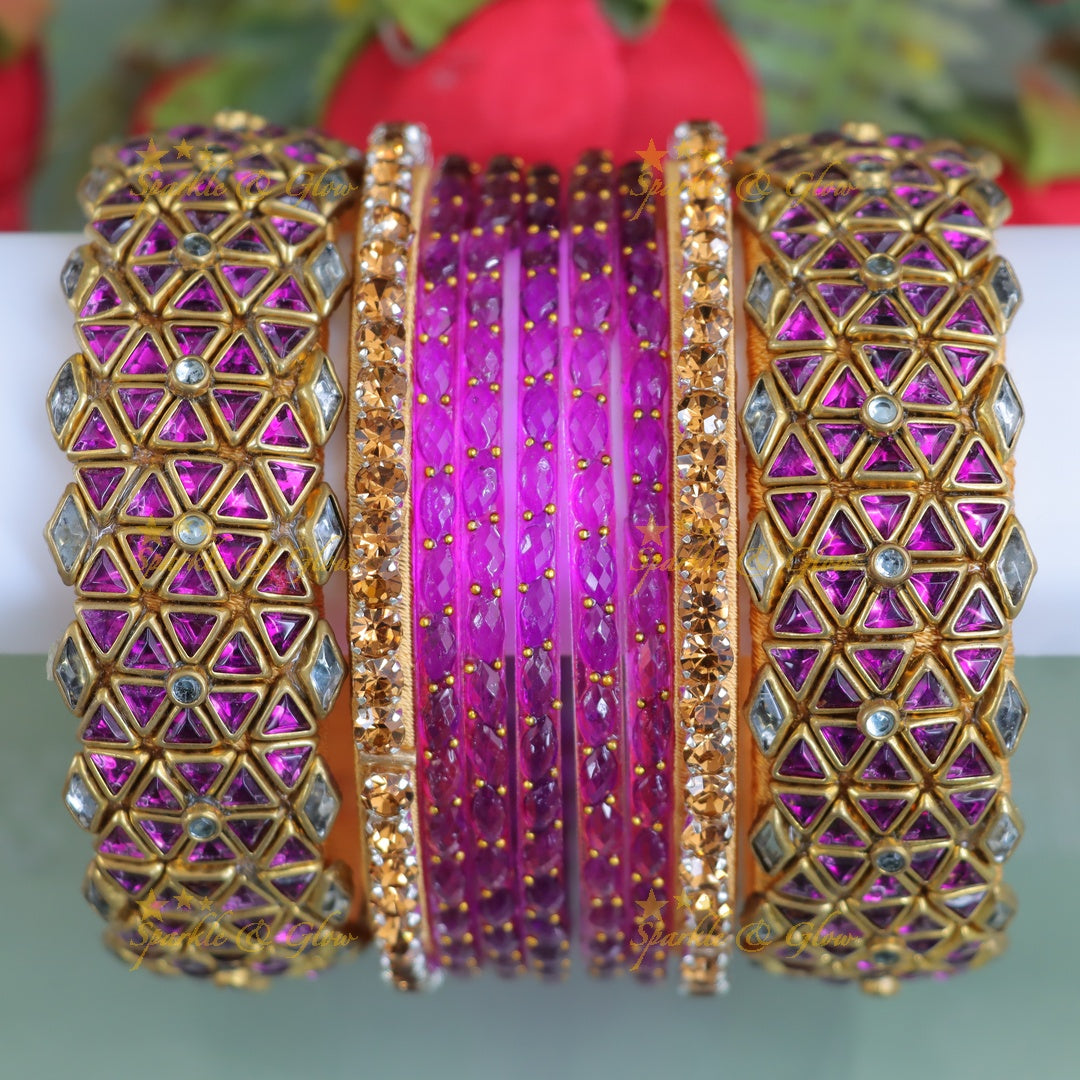 Exquisite Kundan Silk Thread Bangles - Festive Elegance