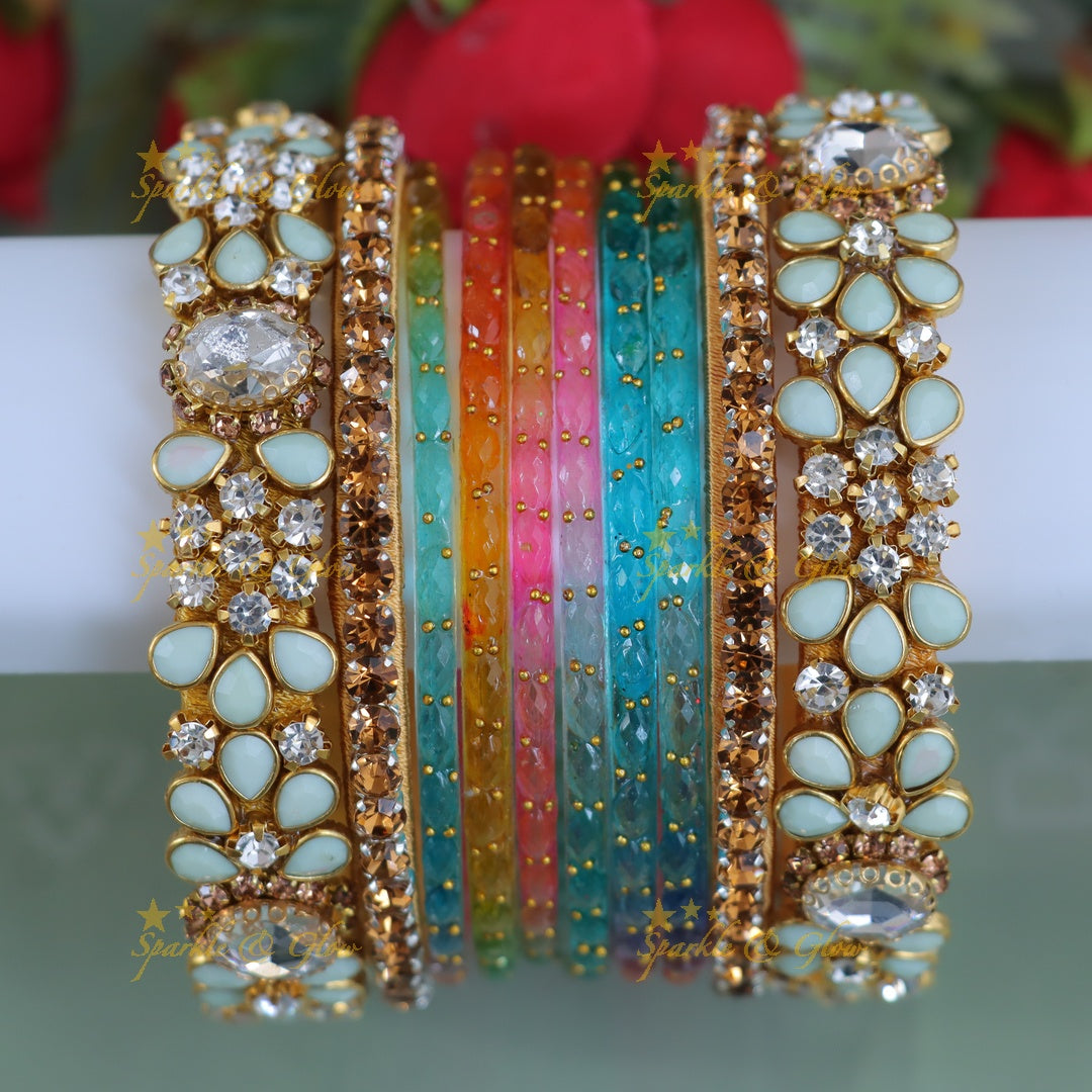 Exquisite Multicolor Kundan Bangles | Perfect for Weddings - One Hand