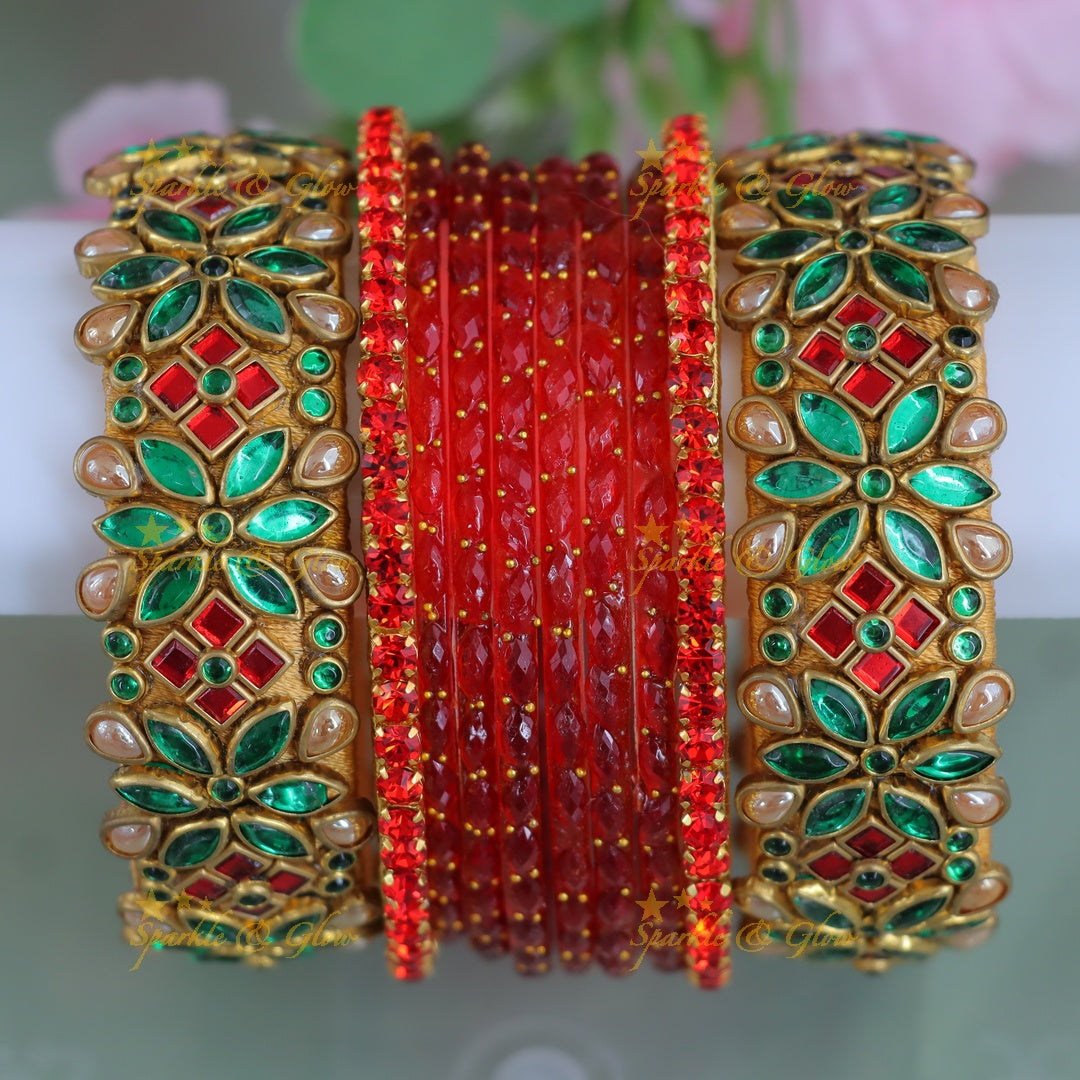 Exquisite Kundan Silk Thread Wedding Bangles Collection - One Hand