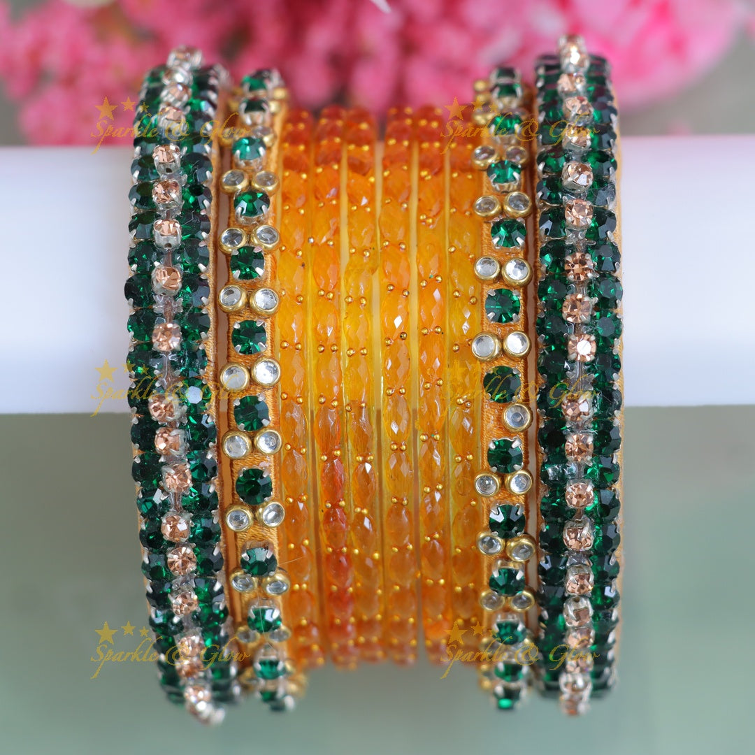 Exquisite Yellow Green Silk Thread Bangles for Weddings - One Hand