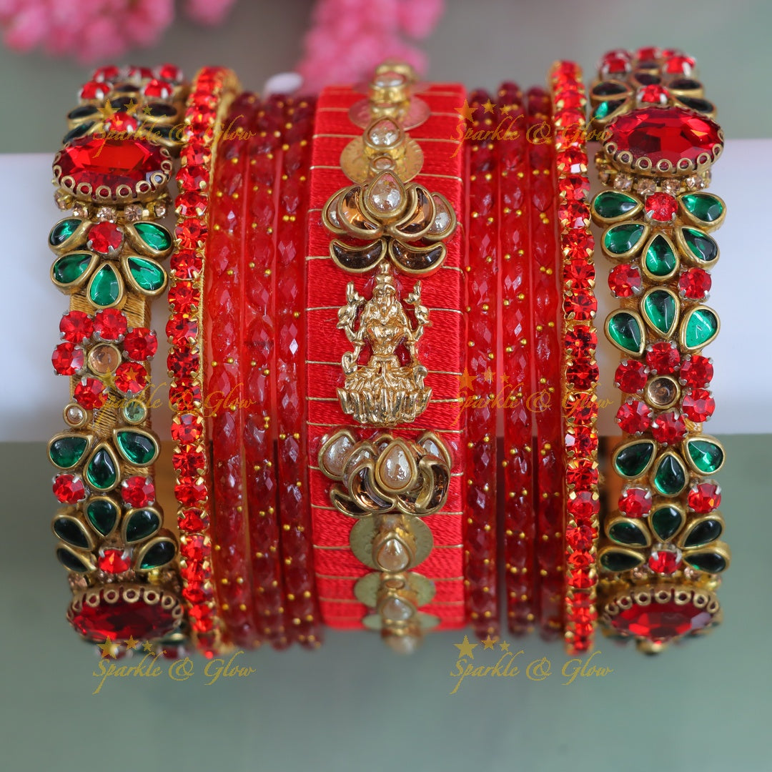 Exquisite Red Silk Thread Bangles for Festive Joy - One Hand