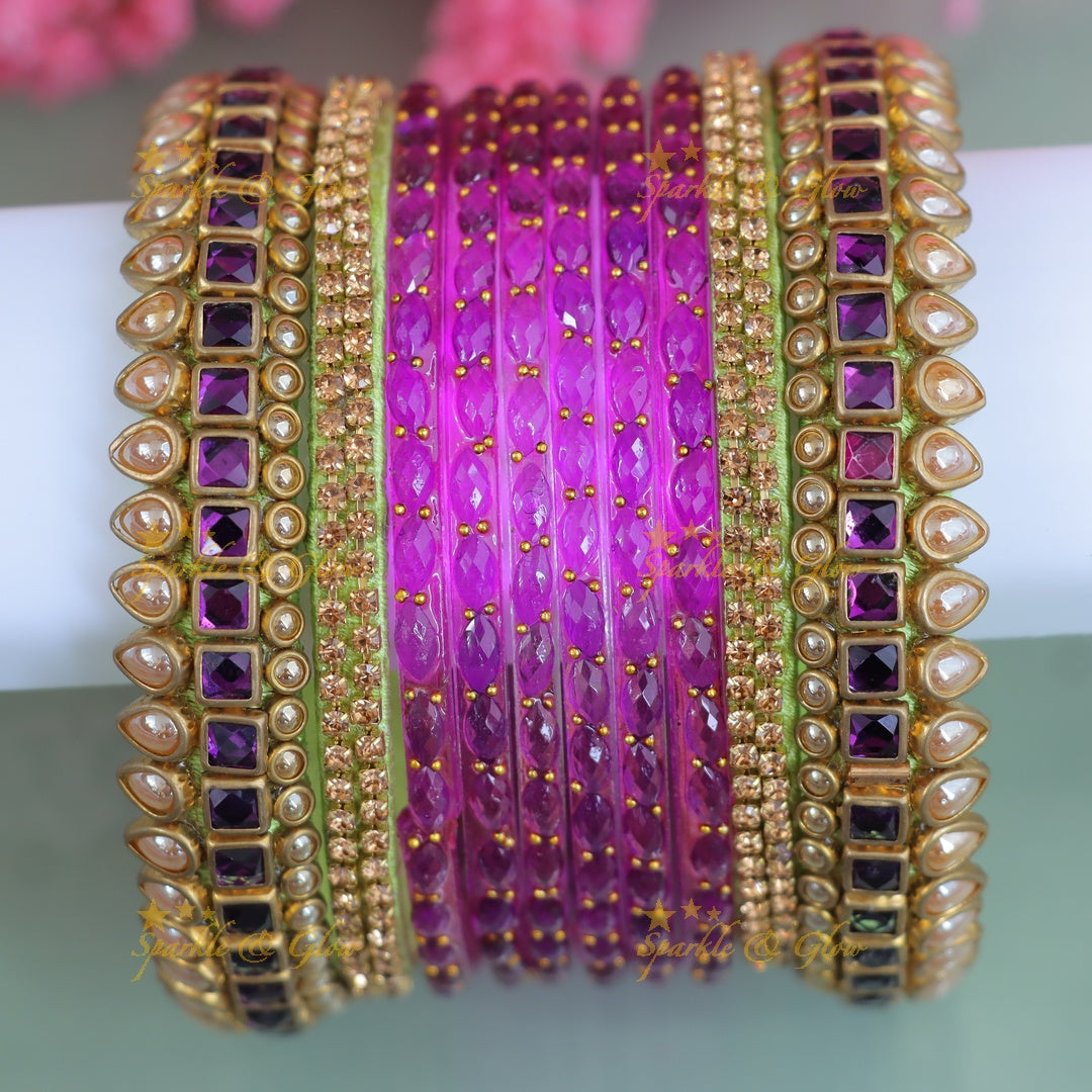 Exquisite Purple Silk Thread Bangles for Weddings & Festive - One Hand