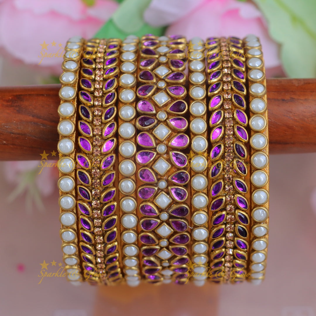 Exquisite Kundan Bangle Set for Bridal Elegance - One Hand