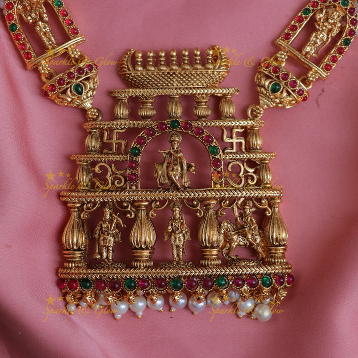 Exquisite Temple Krishna Necklace - Bridal Statement