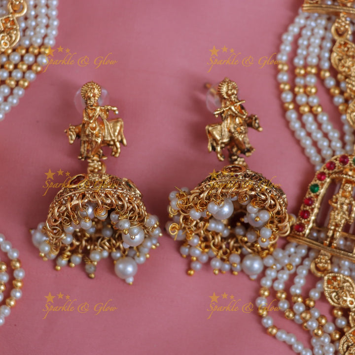 Exquisite Temple Krishna Necklace - Bridal Statement