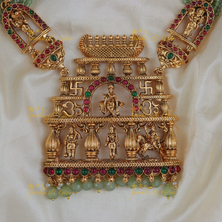 Exquisite Temple Krishna Necklace - Bridal Statement
