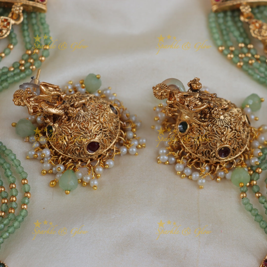 Exquisite Temple Krishna Necklace - Bridal Statement