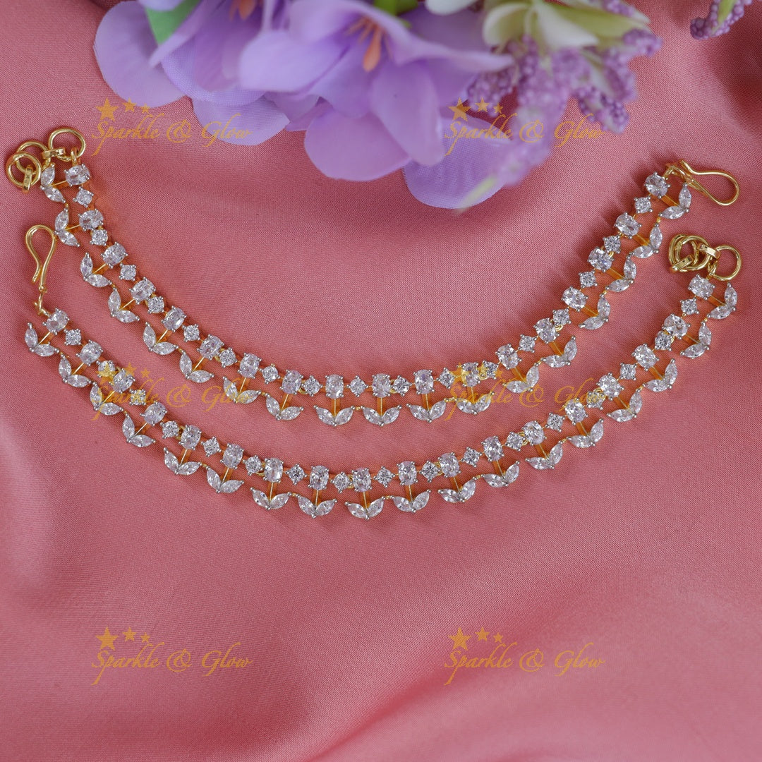 Exquisite Gold Leaf Earchain for Festive Brilliance
