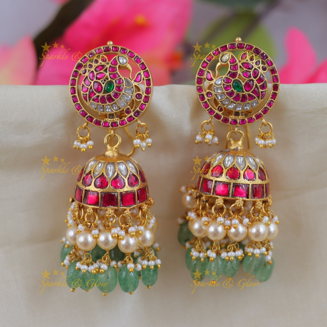 Elegant Jadau Peacock Jhumka Earrings Collection