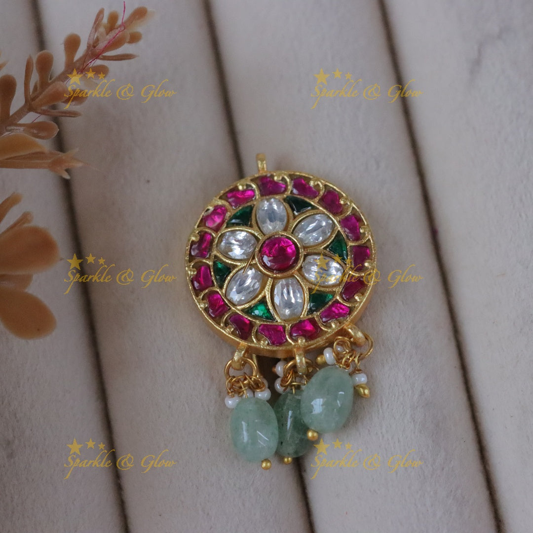 Stunning Floral Hairpin with Green Beads – Wedding Essential